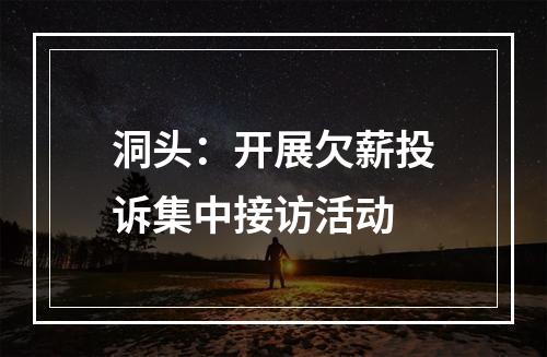 洞头：开展欠薪投诉集中接访活动