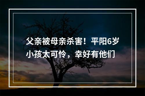 父亲被母亲杀害！平阳6岁小孩太可怜，幸好有他们
