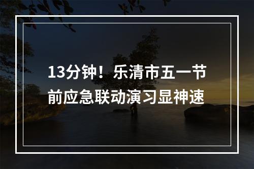 13分钟！乐清市五一节前应急联动演习显神速