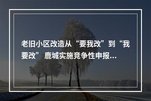 老旧小区改造从“要我改”到“我要改” 鹿城实施竞争性申报机制见成效
