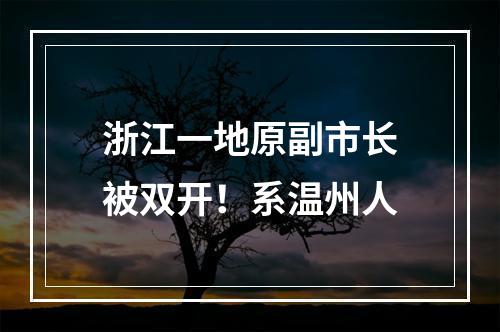 浙江一地原副市长被双开！系温州人