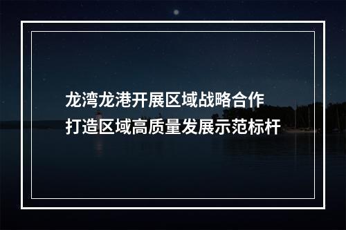 龙湾龙港开展区域战略合作 打造区域高质量发展示范标杆