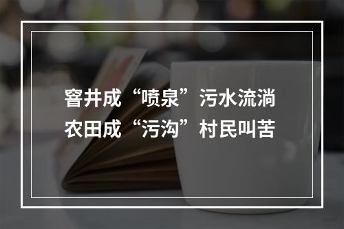 窨井成“喷泉”污水流淌 农田成“污沟”村民叫苦