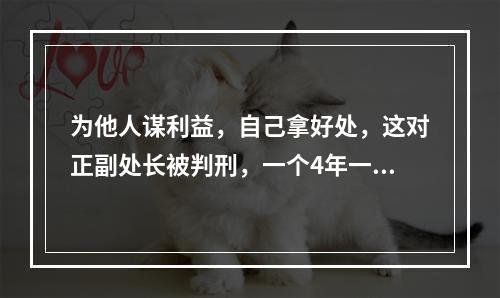 为他人谋利益，自己拿好处，这对正副处长被判刑，一个4年一个3年