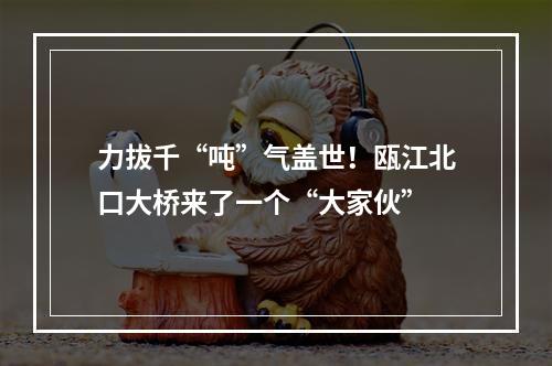 力拔千“吨”气盖世！瓯江北口大桥来了一个“大家伙”