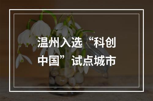 温州入选“科创中国”试点城市