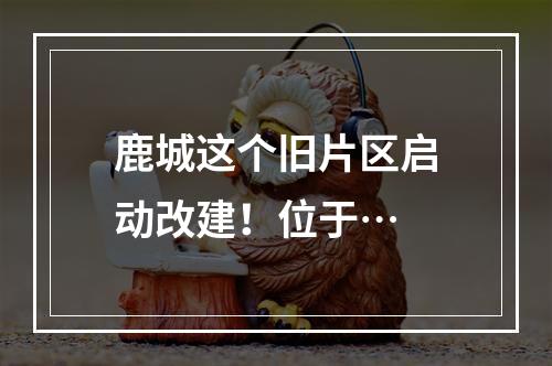鹿城这个旧片区启动改建！位于…