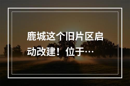 鹿城这个旧片区启动改建！位于…