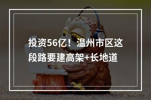 投资56亿！温州市区这段路要建高架+长地道