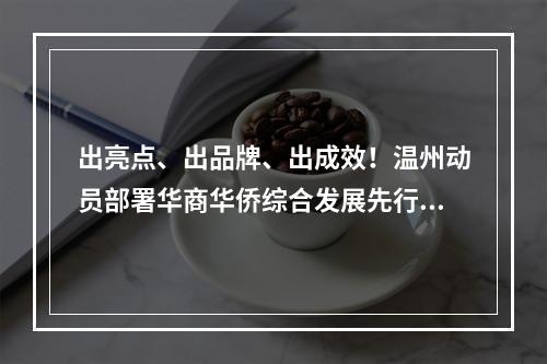 出亮点、出品牌、出成效！温州动员部署华商华侨综合发展先行区建设