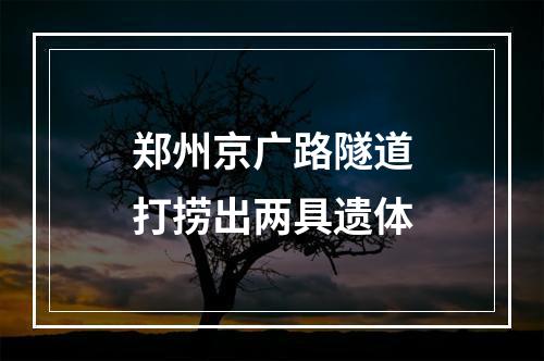 郑州京广路隧道打捞出两具遗体