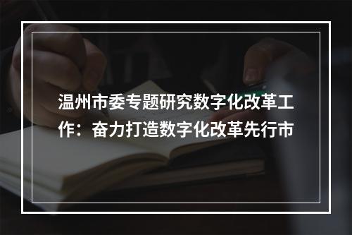 温州市委专题研究数字化改革工作：奋力打造数字化改革先行市