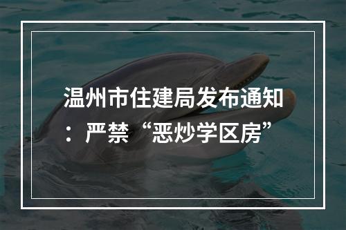 温州市住建局发布通知：严禁“恶炒学区房”