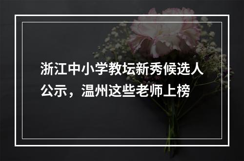 浙江中小学教坛新秀候选人公示，温州这些老师上榜