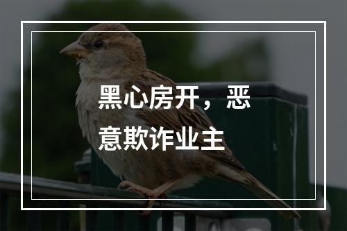 黑心房开，恶意欺诈业主