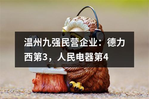 温州九强民营企业：德力西第3，人民电器第4
