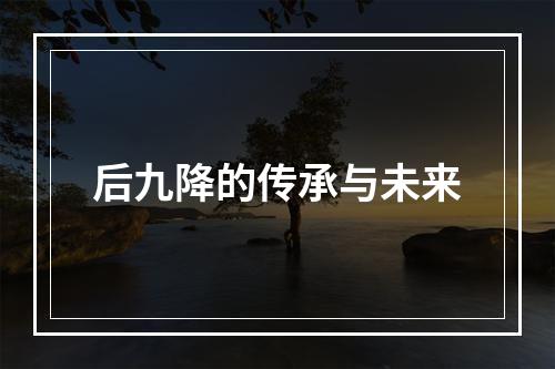 后九降的传承与未来