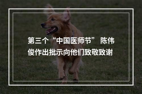 第三个“中国医师节” 陈伟俊作出批示向他们致敬致谢