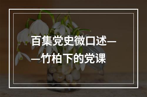 百集党史微口述——竹柏下的党课