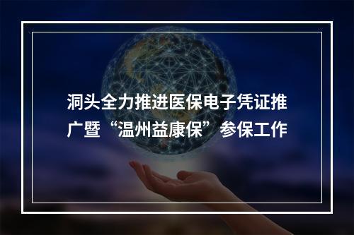 洞头全力推进医保电子凭证推广暨“温州益康保”参保工作