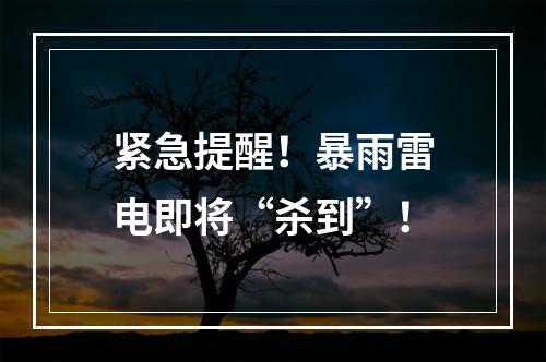 紧急提醒！暴雨雷电即将“杀到”！