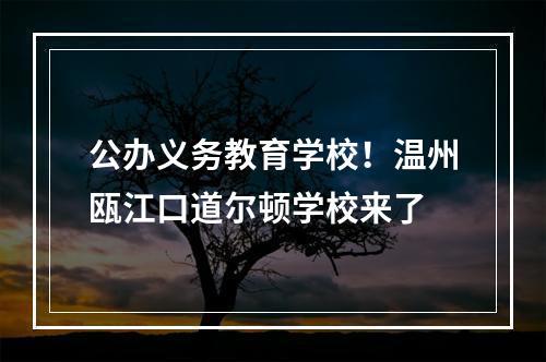 公办义务教育学校！温州瓯江口道尔顿学校来了