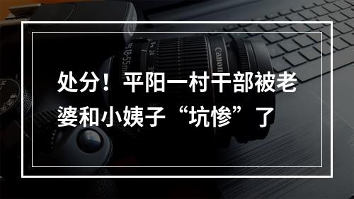 处分！平阳一村干部被老婆和小姨子“坑惨”了