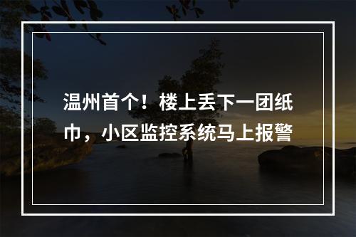 温州首个！楼上丢下一团纸巾，小区监控系统马上报警