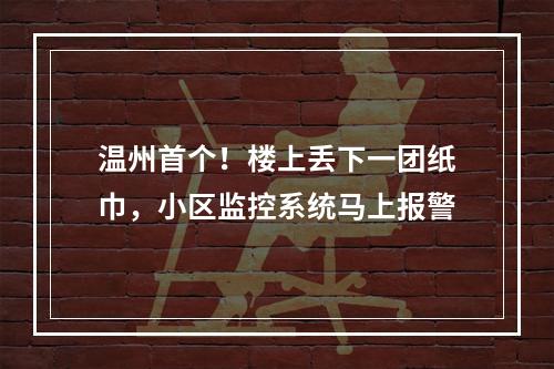 温州首个！楼上丢下一团纸巾，小区监控系统马上报警