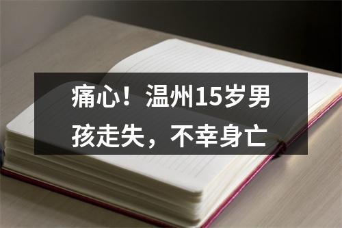 痛心！温州15岁男孩走失，不幸身亡