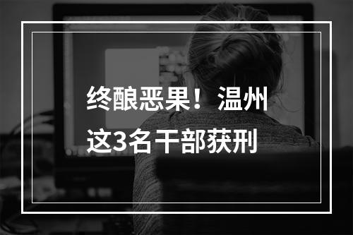 终酿恶果！温州这3名干部获刑