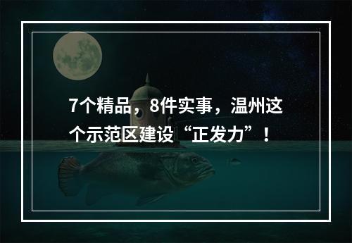 7个精品，8件实事，温州这个示范区建设“正发力”！
