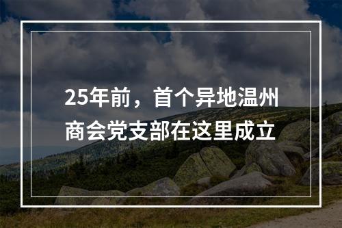 25年前，首个异地温州商会党支部在这里成立