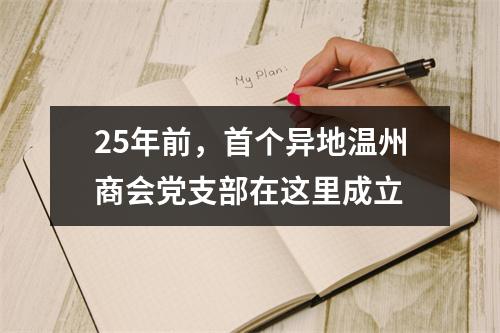 25年前，首个异地温州商会党支部在这里成立
