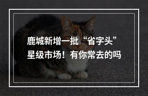 鹿城新增一批“省字头”星级市场！有你常去的吗