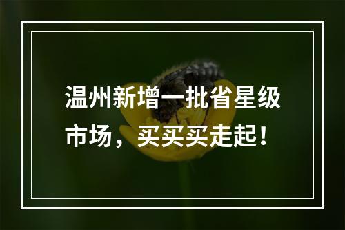 温州新增一批省星级市场，买买买走起！
