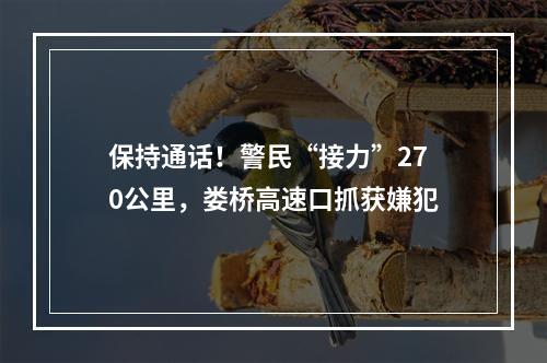 保持通话！警民“接力”270公里，娄桥高速口抓获嫌犯