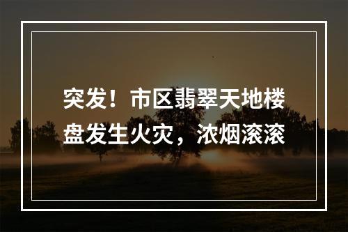 突发！市区翡翠天地楼盘发生火灾，浓烟滚滚