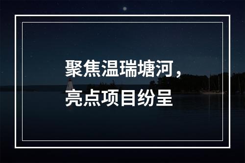 聚焦温瑞塘河，亮点项目纷呈