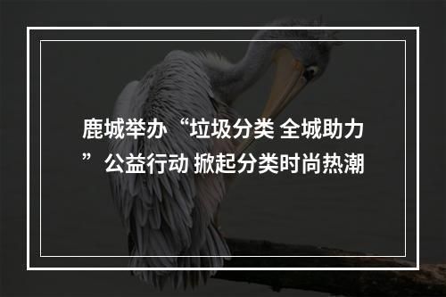 鹿城举办“垃圾分类 全城助力”公益行动 掀起分类时尚热潮