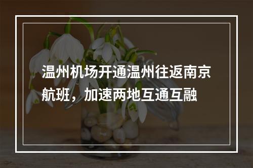 温州机场开通温州往返南京航班，加速两地互通互融