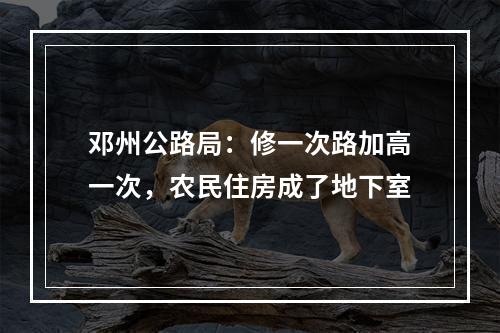 邓州公路局：修一次路加高一次，农民住房成了地下室