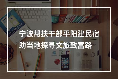 宁波帮扶干部平阳建民宿助当地探寻文旅致富路
