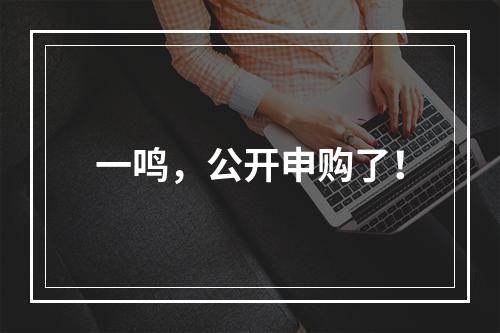 一鸣，公开申购了！