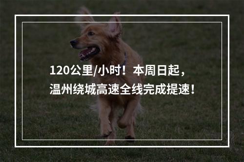 120公里/小时！本周日起，温州绕城高速全线完成提速！