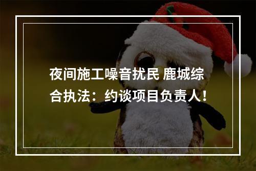 夜间施工噪音扰民 鹿城综合执法：约谈项目负责人！