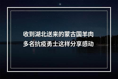 收到湖北送来的蒙古国羊肉 多名抗疫勇士这样分享感动