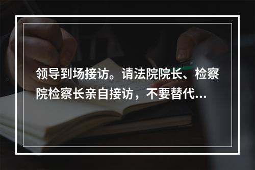 领导到场接访。请法院院长、检察院检察长亲自接访，不要替代。