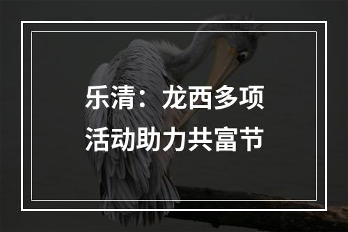 乐清：龙西多项活动助力共富节