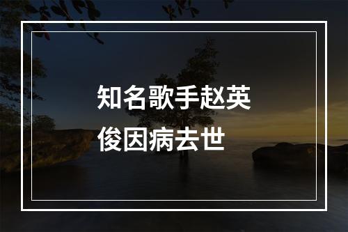 知名歌手赵英俊因病去世